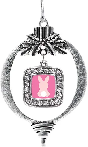 Vista 151 de Inspired Silver - Adorno con dije de reina de rodillo - Adornos navideños cuadrados de plata con joyas de circonita cúbica