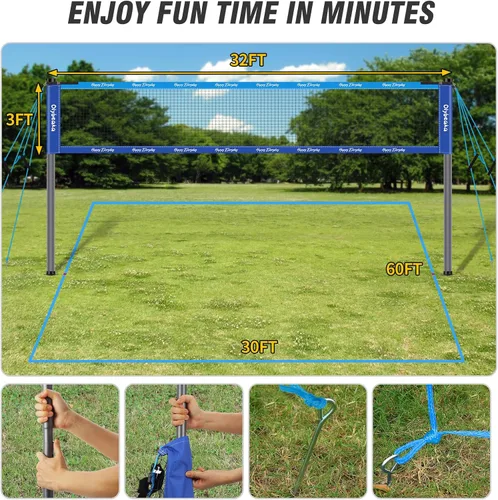 Vista 8 de Conjunto combinado de bádminton de voleibol al aire libre con red, diseño antiflacidez, 4 raquetas de bádminton, 3 pajaritos y voleibol