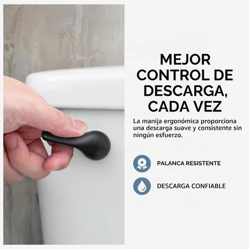 Vista 5 de Palanca de inodoro Qualihome negra - Palanca de descarga de inodoro de montaje frontal de color negro mate - Reemplazo universal - Diseño duradero
