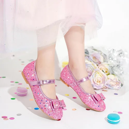 Vista 2 de Parrosoo Zapatos de vestir para niñas, zapatos Mary Jane, zapatos de ballet, zapatos de tacón bajo para niña, escuela, princesa, zapatos de boda