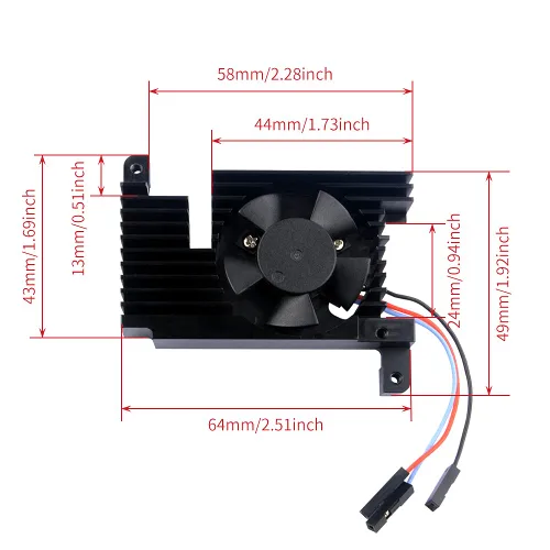 Vista 2 de GeeekPi Disipador de calor de aluminio con ventilador controlable PWM para Raspberry Pi 4, Pi 4 Armor Lite disipador de calor con ventilador
