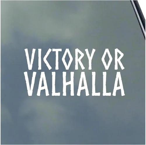 Vista 8 de Adhesivo de vinilo Victory or Valhalla Viking Asatru Thor Loki Runic Symbol Find Your Way Negro