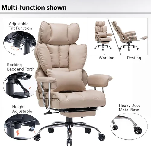 Vista 3 de Efomao - Silla ejecutiva de escritorio para oficina, con reposapiés, soporte lumbar y capacidad de carga hasta 400 libras, silla de computadora