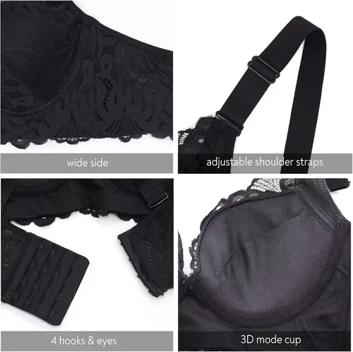 Vista 4 de Mirgoo Sujetador push up para mujer, sujetadores de encaje de talla grande con aros