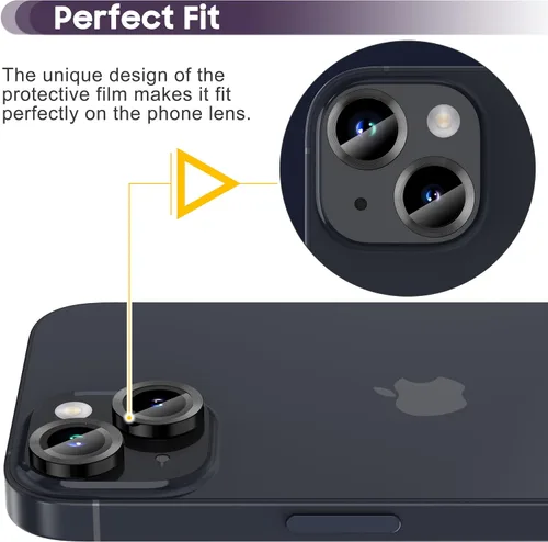 Vista 4 de Suoman Protector de lente de cámara para iPhone 14 de 6.1 pulgadas, protector de lente de cámara de 6.7 pulgadas, película de vidrio templado 9H