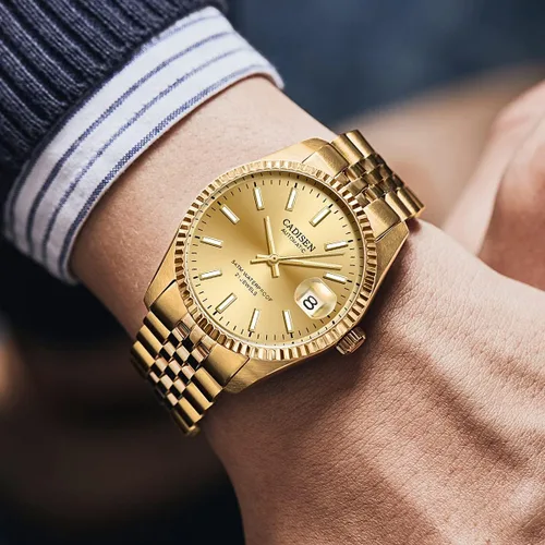 Vista 5 de CADISEN Relojes automáticos MIYOTA 8215 Reloj de pulsera impermeable para hombre 38mm