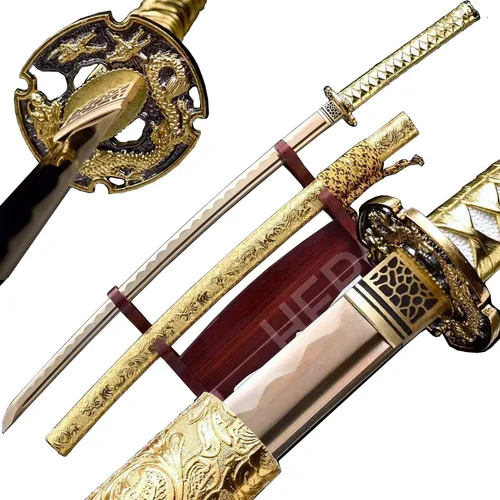 Vista 12 de Espada samurái japonesa auténtica hecha a mano de acero de alto carbono 1095 de acero de alto carbono, espada samurái japonesa de espiga completa