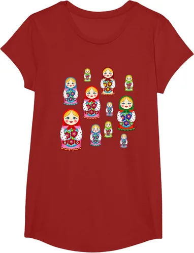 Vista 3 de Rusia - Camiseta de juguete retro para niños, diseño de muñecas rusas