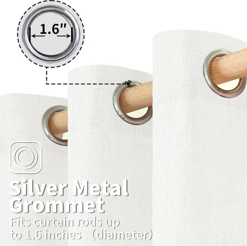Vista 231 de BGment Cortinas de Lino Beige de 63 Pulgadas de Largo 2 Paneles - Tratamientos para Ventanas con Textura de Arpillera Filtrantes de Luz Cortinas B