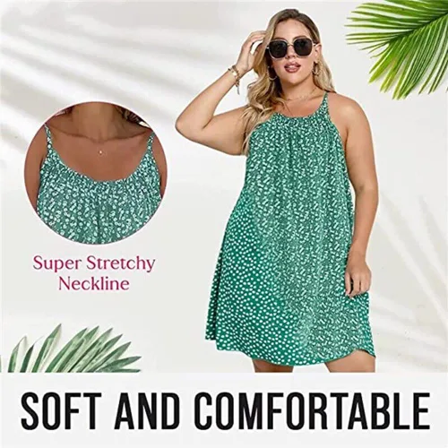 Vista 4 de YSGBYSG CamiBloom - Vestido camisola con estampado floral, mini vestido de verano para mujer, sin mangas, tirantes delgados (M, negro+rojo)