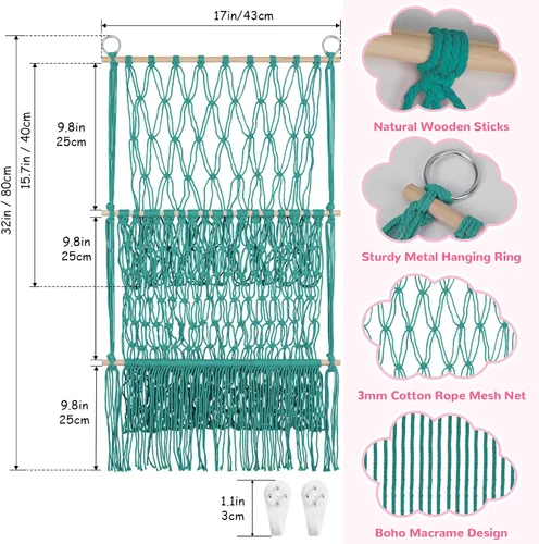 Vista 3 de Red de almacenamiento de animales de peluche de 2 niveles, 17 x 32 pulgadas, organizador grande de animales de peluche para pequeños rellenos