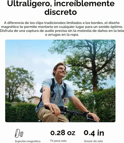 Vista 5 de Micrófono inalámbrico Hollyland Lark A1 para iPhone 17/16/15 y Android, 48kHz/24-bit, cancelación inteligente de ruido de 3 niveles, micrófono mini