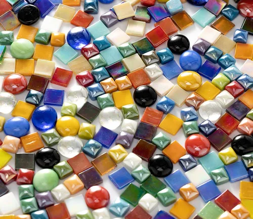 Vista 4 de Lanyani Paquete de Gran Valor de 2.2 Libras de Azulejos de Mosaico de Vidrio a Granel para Manualidades de Bricolaje, Varias Piezas de Azulejos
