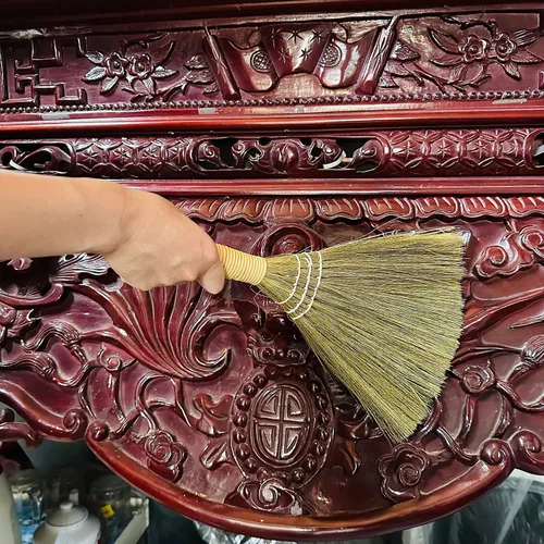 Vista 8 de Juego de 2 escobas para niños de 12.6 pulgadas - Escoba suave de paja natural vietnamita - Escoba pequeña