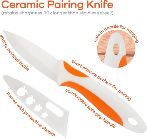Vista 5 de Juego de tijeras de cocina 4 en 1 prémium con cuchillo de pelar, 1 juego (1 tijera y 1 cuchillo de pelar)