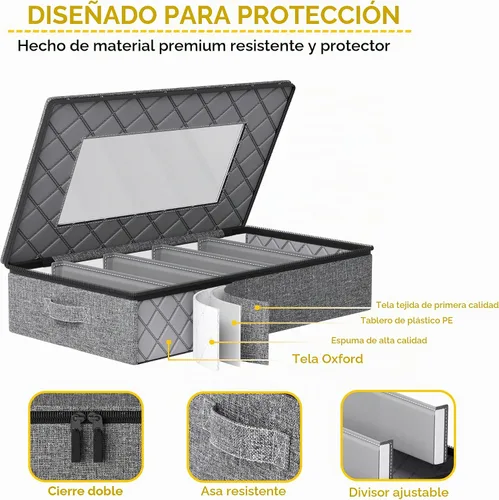 Vista 3 de YearningHome Caja de almacenamiento de cubiertos, organizador de cubiertos de carcasa dura con tapa y cremallera, almacenamiento de utensilios