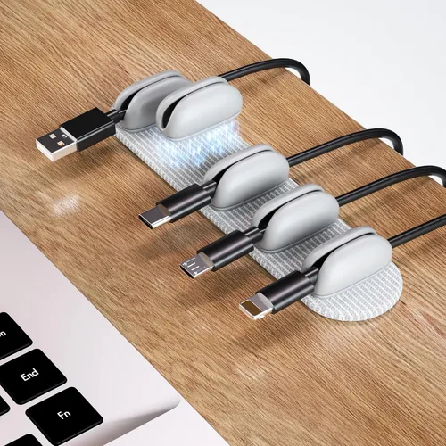Vista 8 de Paquete de 6 soportes organizadores de cables Puretor – Fuerte adhesivo y gestión de cables de escritorio magnéticos, organiza sin esfuerzo cables