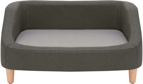 Vista 6 de Teamson Pets Bennett - Sofá cama elevada de lino jaspeado de 32 pulgadas con cojín extraíble y funda lavable para gatos y perros pequeños