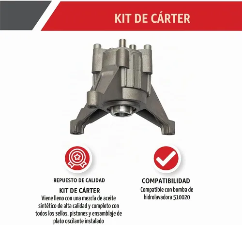 Vista 2 de Simpson Cleaning 7110159 - Kit de reemplazo de cárter para OEM Technologies 510020 Bomba de lavado a presión de leva axial, color plateado