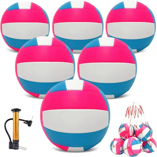 Vista 8 de Official Size 5 Volleyball Balls, Waterproof Soft Bulk Recreational Volley Balls with Pump and Net Bag for Beach Pool Sand Training for Beginner