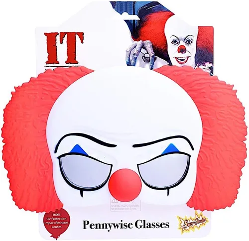 Vista 2 de Gafas de sol de disfraz IT Classic Pennywise Sun-Staches Party Favores UV400, rojoblanco