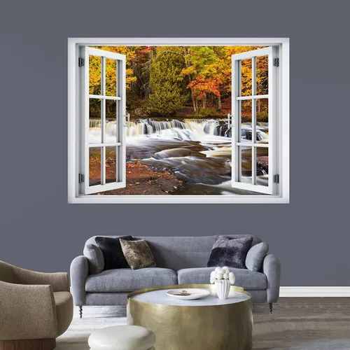 Vista 43 de IDEA4WALL Murales de pared para dormitorio, vista de ventana falsa, bosque, papel tapiz extraíble, calcomanías de pared para despegar y pegar, 24 x