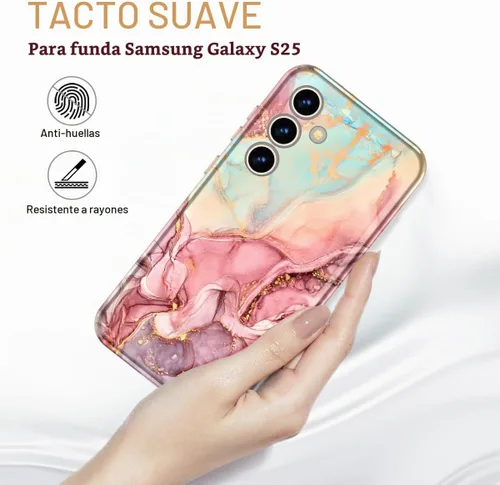 Vista 3 de Btscase para Samsung Galaxy S25, [Probado contra caídas de grado militar] Funda protectora de diseño de patrón de mármol, resistente, delgada