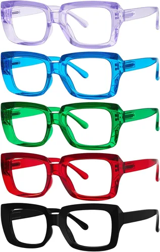 Vista 28 de Eyekepper - Juego de 4 gafas elegantes para mujer, anteojos cuadrados de gran tamaño para mujer