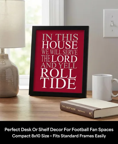 Vista 3 de In This House We Serve the Lord - Arte de pared con citas de fútbol americano, decoración de pared inspiradora para el hogar, oficina, dormitorio