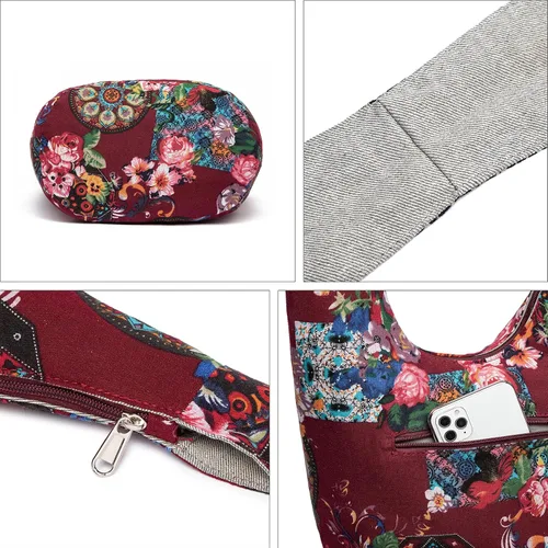 Vista 190 de Bolsa de hombro para mujer, de lona en estilo hippie/bohemio para llevar cruzada al hombro, disponible en diferentes colores y estampados