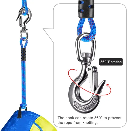 Vista 7 de Dolibest Conector rápido de cuerda de remolque para tubería - Arnés de remolque de barco con gancho de acero inoxidable (rotación 360) - 20 pulgadas