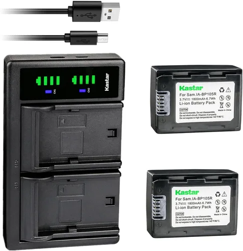 Vista 5 de Kastar Reemplazo del cargador de batería USB IA-BP105R LTD2 para cámaras Samsung HMX-F80BN, HMX-F80SN, HMX-F80BN/XAA, HMX-F80SN/XAA, HMX-F800