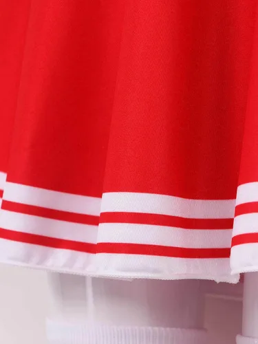 Vista 6 de Nikiikoo Disfraz de uniforme de animadora para niñas y niñas, con medias, pompones, disfraz de Halloween