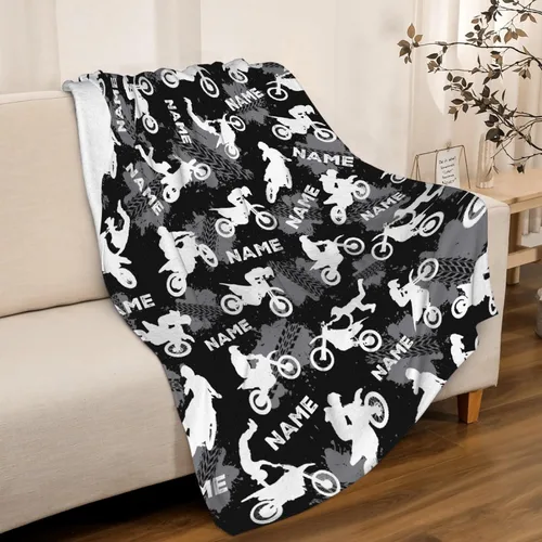 Vista 13 de Manta de forro polar suave para regalo de motocicletas de motocross, manta acogedora de franela, aire acondicionado, 50x40 pulgadas para niños