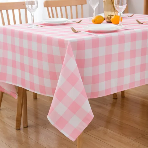 Vista 14 de Mantel Redondo Rosa de 60 Pulgadas Mantel a Cuadros Gingham - Cubierta de Mesa de Poliéster Rosa y Blanco a Cuadros Plaid Reutilizable Resistente al