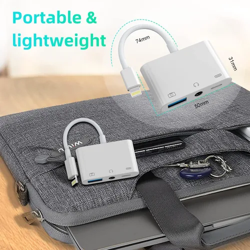 Vista 7 de Adaptador auxiliar Lightning USB 3 en 1