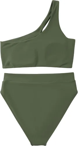 Vista 70 de MOOSLOVER Traje de baño de dos piezas con corte alto y cintura alta para mujer