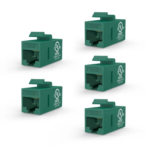 Vista 14 de VCE Acoplador en línea de conector Keystone CAT6 RJ45 con certificación UL, paquete de 5, extensor de cable Ethernet hembra a hembra, color blanco