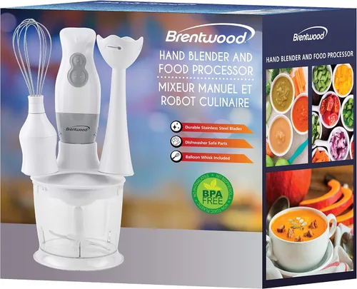 Vista 6 de Batidora de mano de 2 velocidades y procesador de alimentos con batidor de globo (blanco)