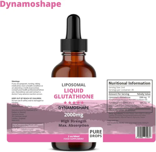 Vista 5 de Glutatión liposomal de 2000 mg con vitamina C, líquido de glutatión oral, suplemento antioxidante para desintoxicación, absorción superior, dosis