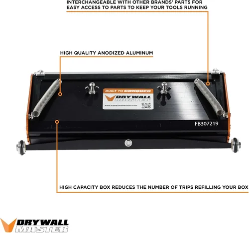 Vista 5 de Juego de caja plana de alta capacidad de 10" y 12" con bomba, relleno y mango de parada segura 180 de 42" Drywall Master - Herramientas