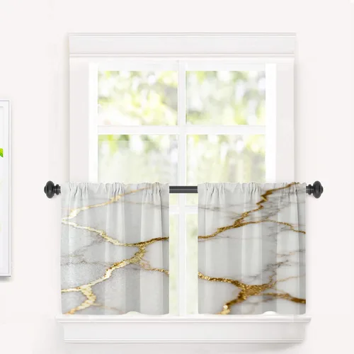 Vista 46 de Cortinas opacas de poliéster multicapa marrón con diseño de bosque natural, 2 unidades, 26 x 24 pulgadas