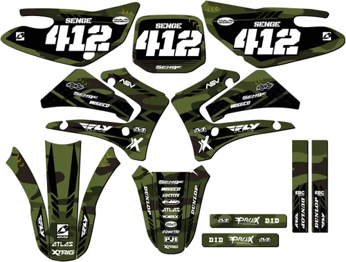 Vista 3 de Kit de base gráfica TTR 125 APACHE Green Senge 2000-2007 compatible con Yamaha