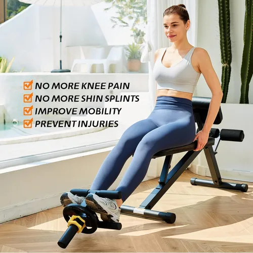 Vista 7 de Tibialis Trainer Tib Bar Raise Machine Equipo de ejercicio Entrenamiento de fuerza Rasgando músculos de la parte inferior de las piernas Amarillo