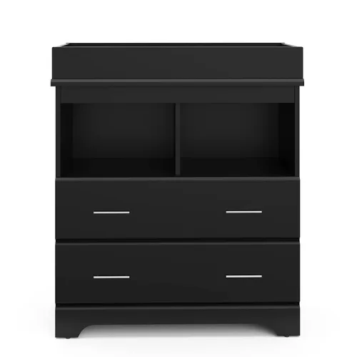 Vista 6 de Storkcraft Brookside Cómoda de 2 cajones con cambiador encima (negro) – Certificado Gold GREENGUARD, cómoda de cajones y cubos fácil de combinar