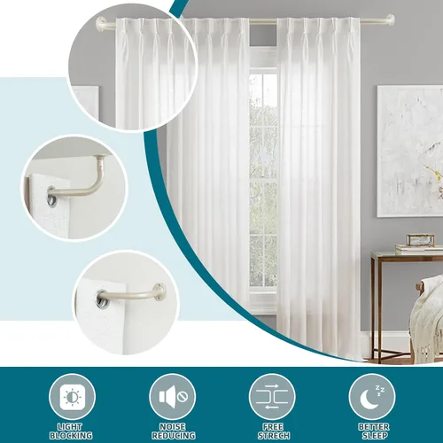Vista 2 de Barra de cortina opaca envolvente para ventanas de 18 a 88 pulgadas, resistente y ajustable, barra de cortina de 3/4 pulgadas para dormitorio, sala