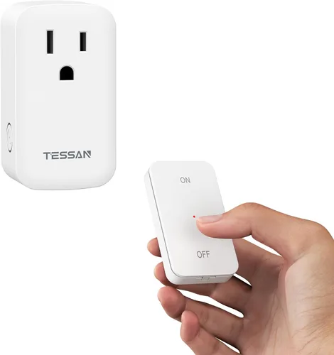 Vista 7 de TESSAN - Toma de control remoto, interruptor de luz de toma de corriente inalámbrico, enchufe de pared con interruptor de encendido/apagado