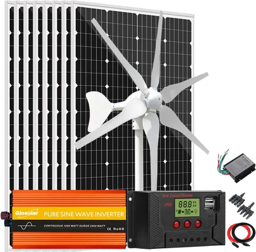 Vista 21 de Kit solar de viento de 640 W, kit de carga de batería de 12 V: generador de turbina eólica de 400 W + 2 paneles solares de 120 W + controlador +