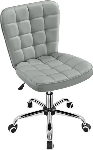 Vista 10 de Yaheetech Silla de Escritorio de Oficina Moderna Acolchada sin Brazos de Computadora Tapizada en Cuero Sintético con Altura de Asiento Ajustable