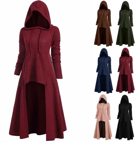 Vista 4 de Gothic Clothing Women, Hooded Cloak Dress for Women Gothic Clothes Long Sleeve Short Medieval Hoodie Dresses